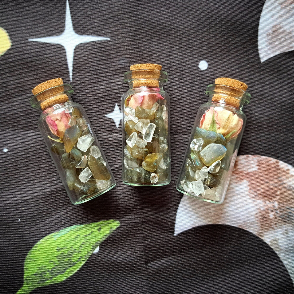 Labradorite and Clear Quartz Crystal Jar
