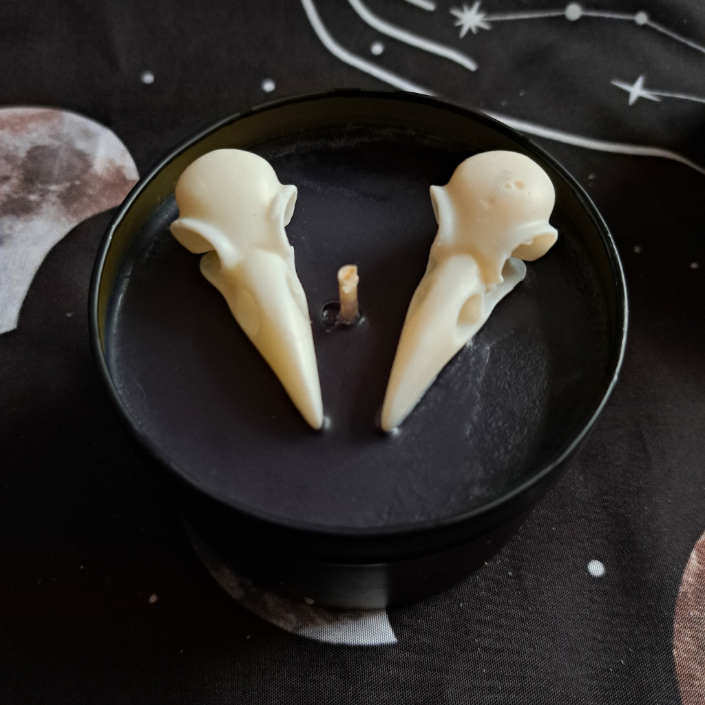 Crow Skull Candle